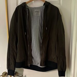 Shaka Wear Dark Olive Windbreaker / waterproof zip up hooded jacket